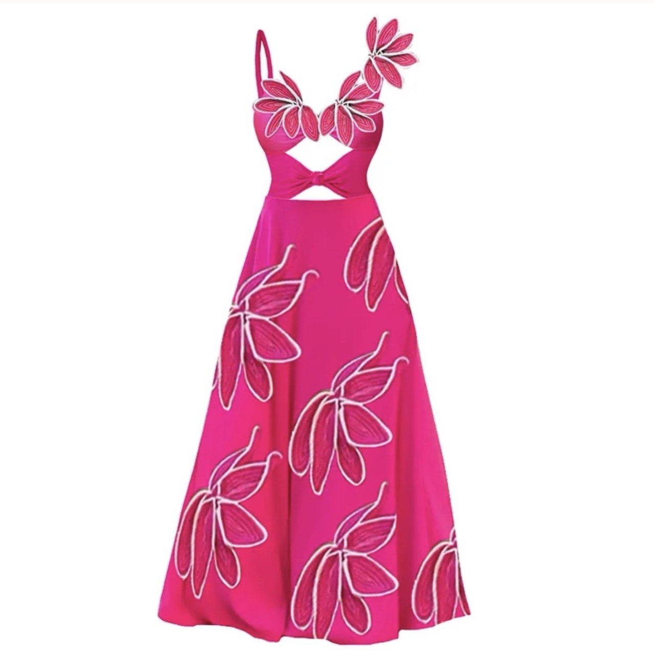 The Tropical Glam Floral Swim Set - Pink Cut-Out Bathing Suit & Maxi Skirt