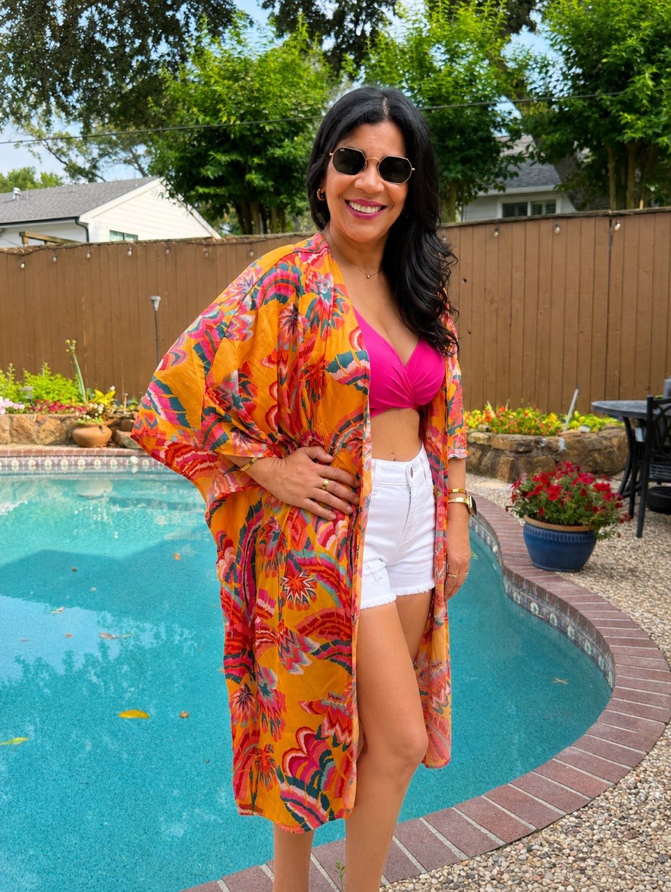 Floral Print Open Front Kimono