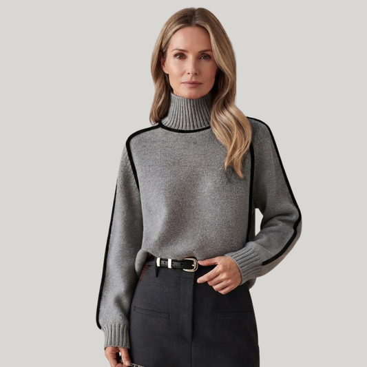 Contrast Trim Turtleneck Sweater