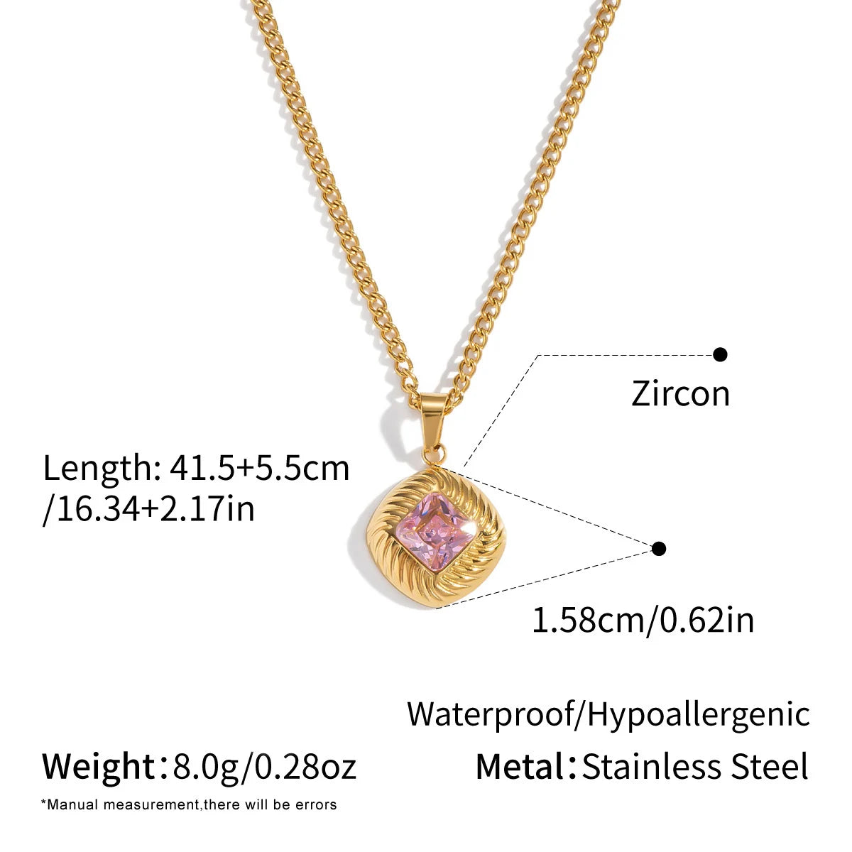 Retro Zircon Necklace Waterproof - Hypoallergenic