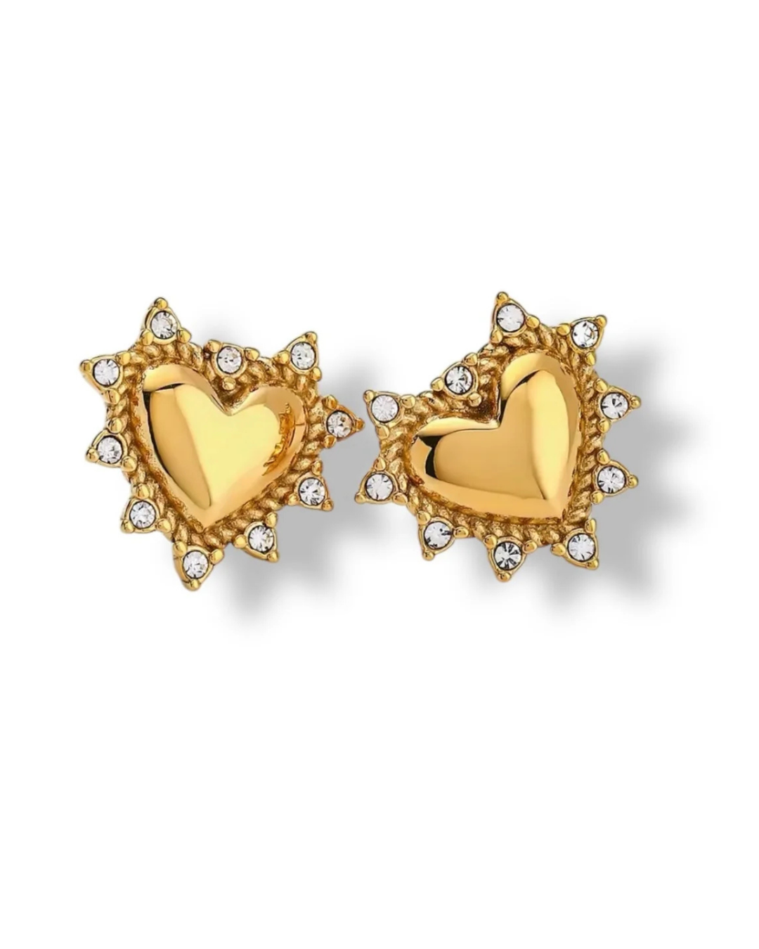 SHINE RHINESTONE HEART STUD EARRINGS