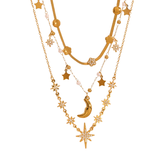 Zircon Star Moon Necklace