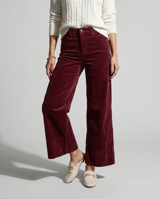 Corduroy Solid Color High Waist Wide Leg Pants