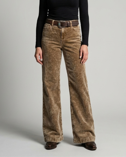Straight Leg Corduroy Metal Button Zip-up Pants