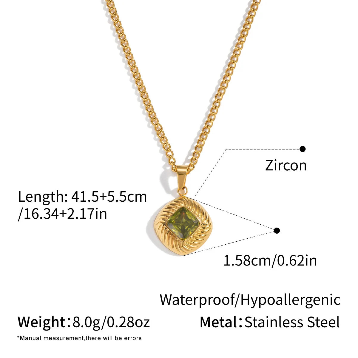 Retro Zircon Necklace Waterproof - Hypoallergenic