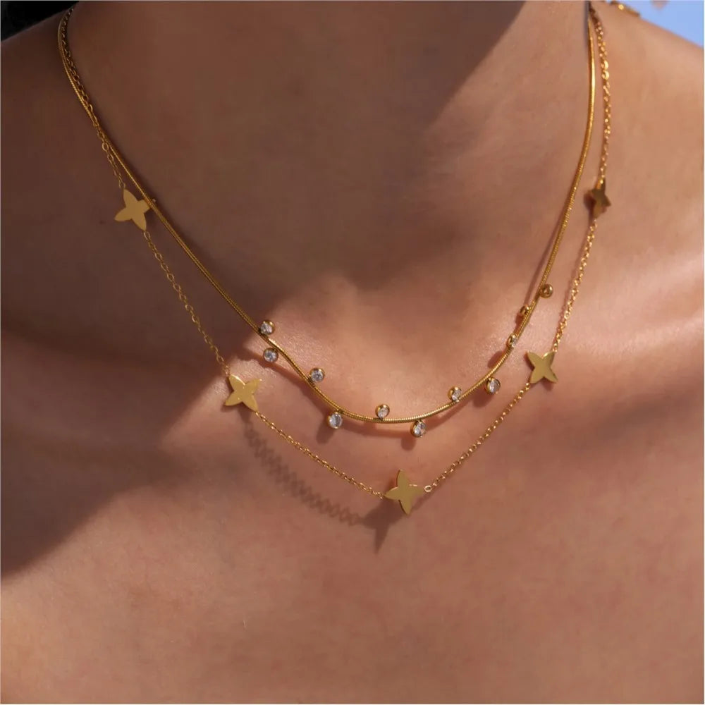 Choker Shiny Round Zircon Star Pendant.