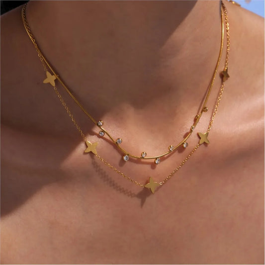 Choker Shiny Round Zircon Star Pendant.