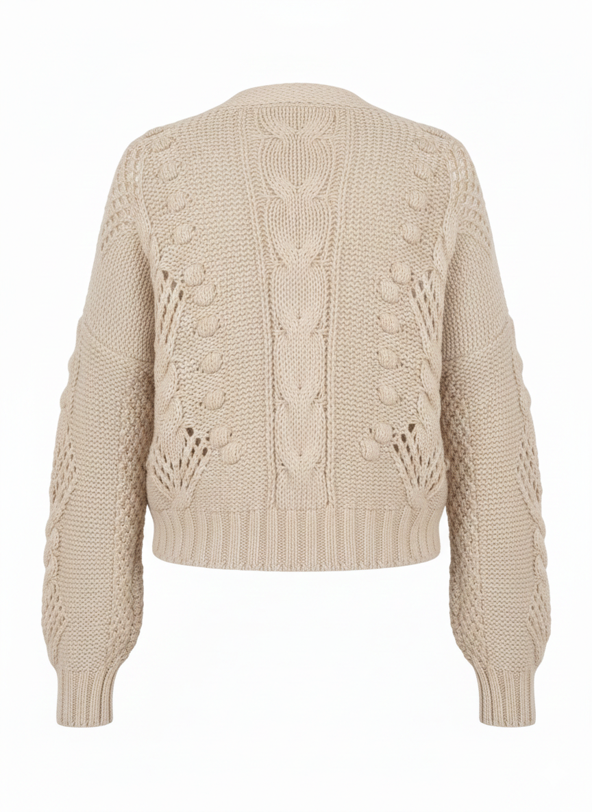 Chunky Cropped Button-Up Sweater Cardigan