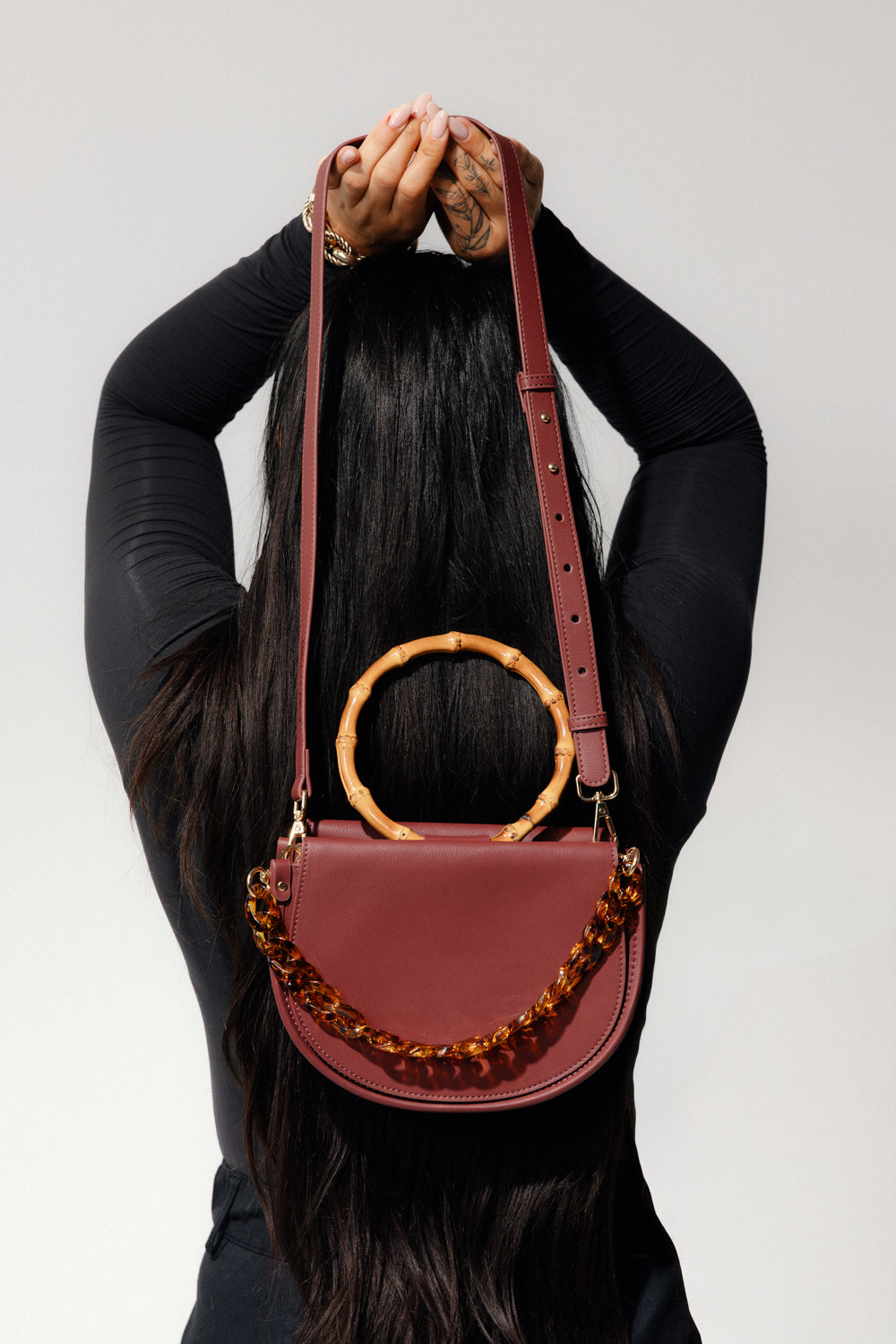 Burgundy Semi-Circle Crossbody Bag