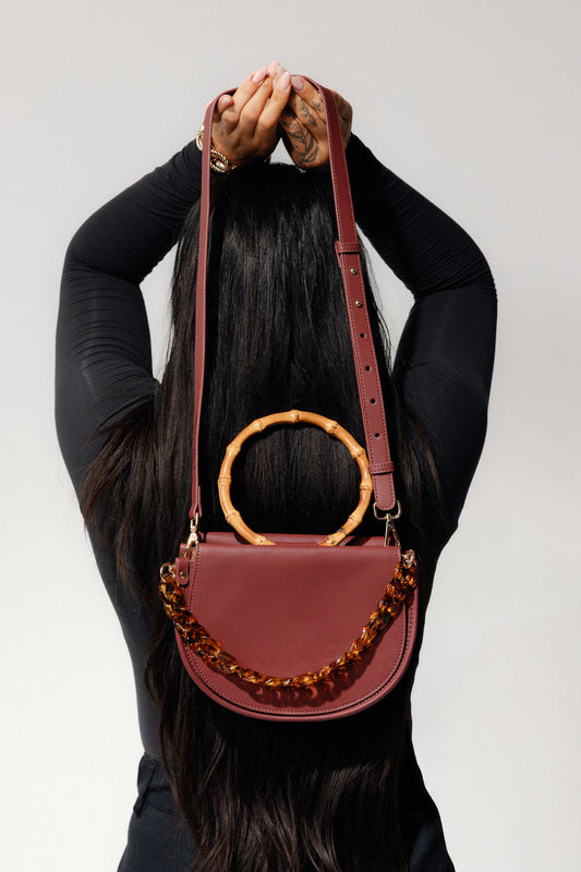 Burgundy Semi-Circle Crossbody Bag