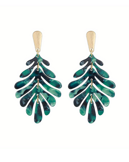 Palm Earrings - Dark Green
