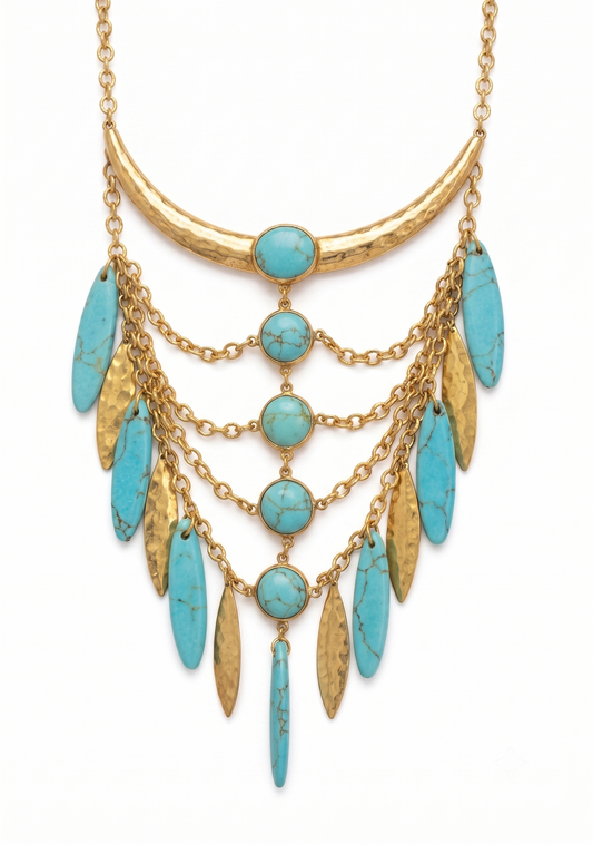 Turquoise bib necklace Set