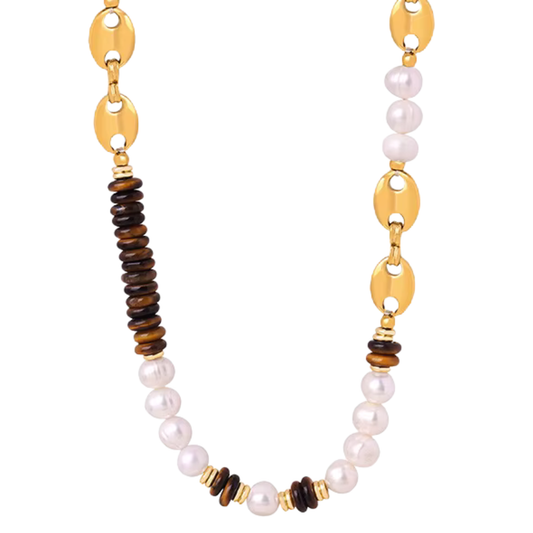 Tiger's Eye Freshwater Bead Necklace