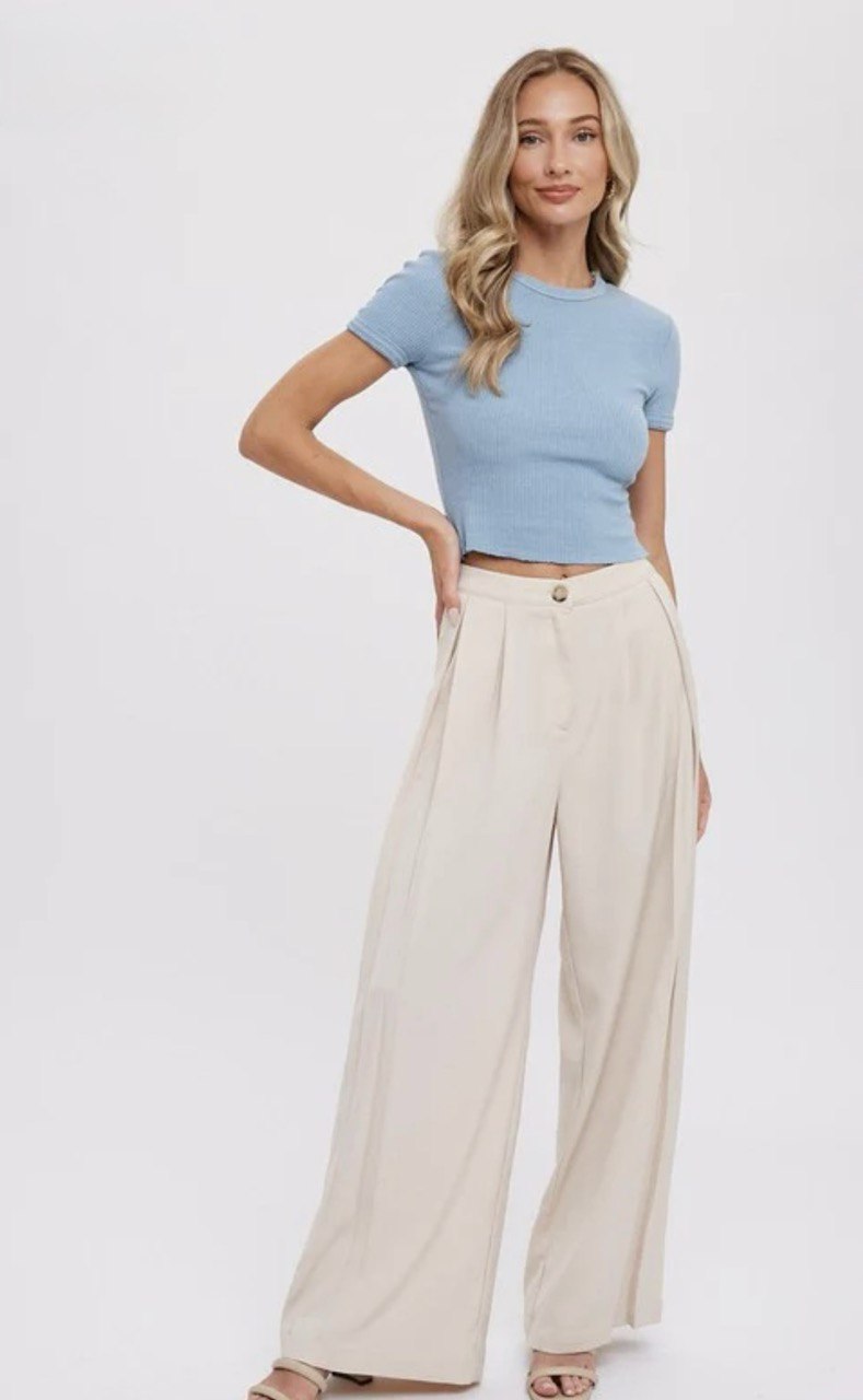 Emmy Wide-Leg Pintuck Pants