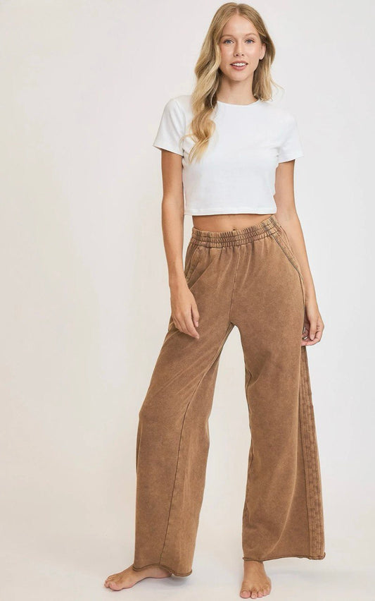 MINERAL Washed Wide-Leg French Terry Pants