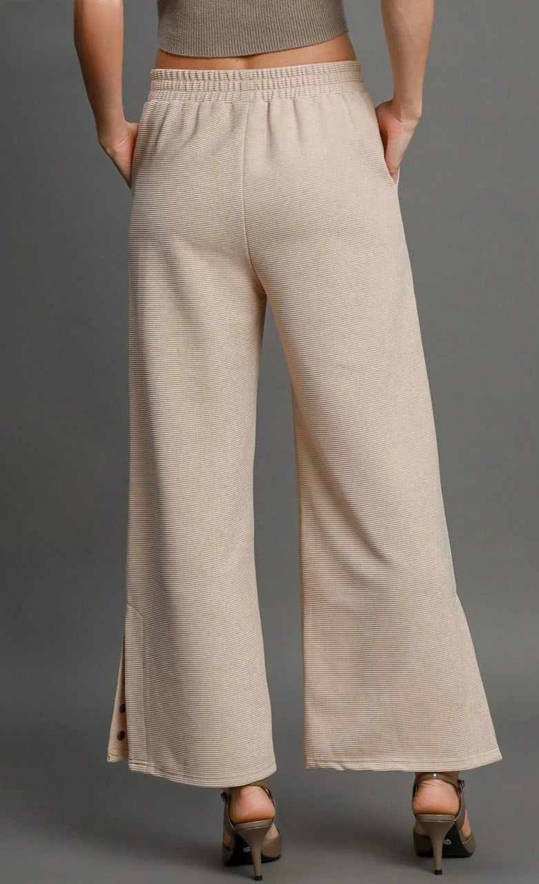 CLEMENTINE Ribbed Knit Wide-Leg Pants
