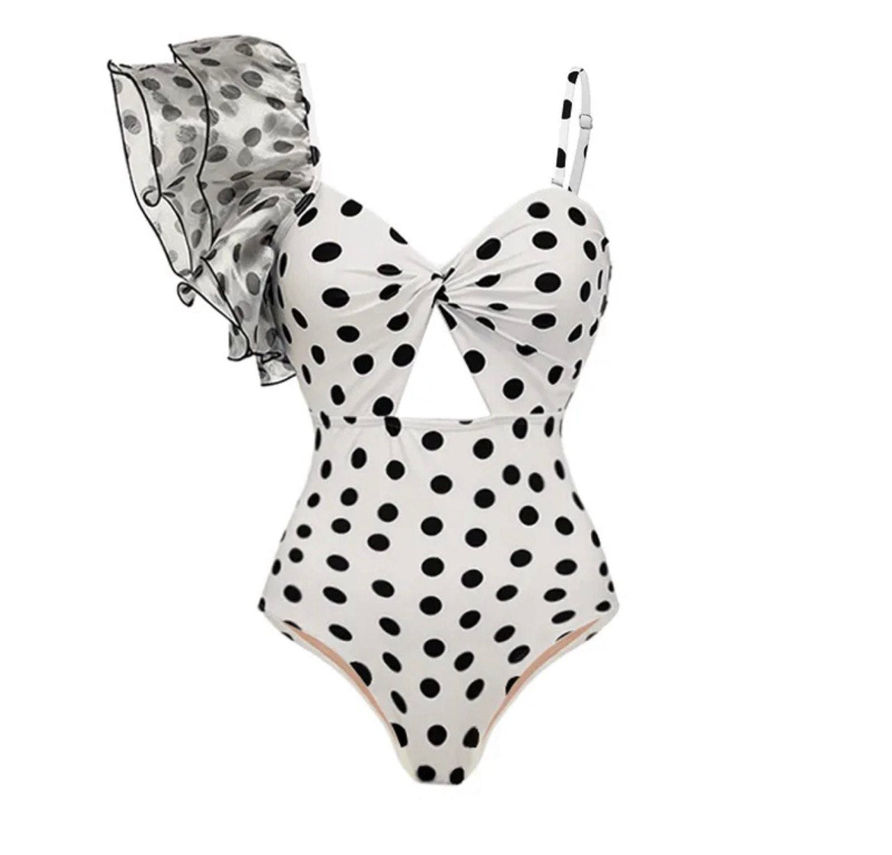 Vintage Glamour White & Black Polka Dot Swimsuit
