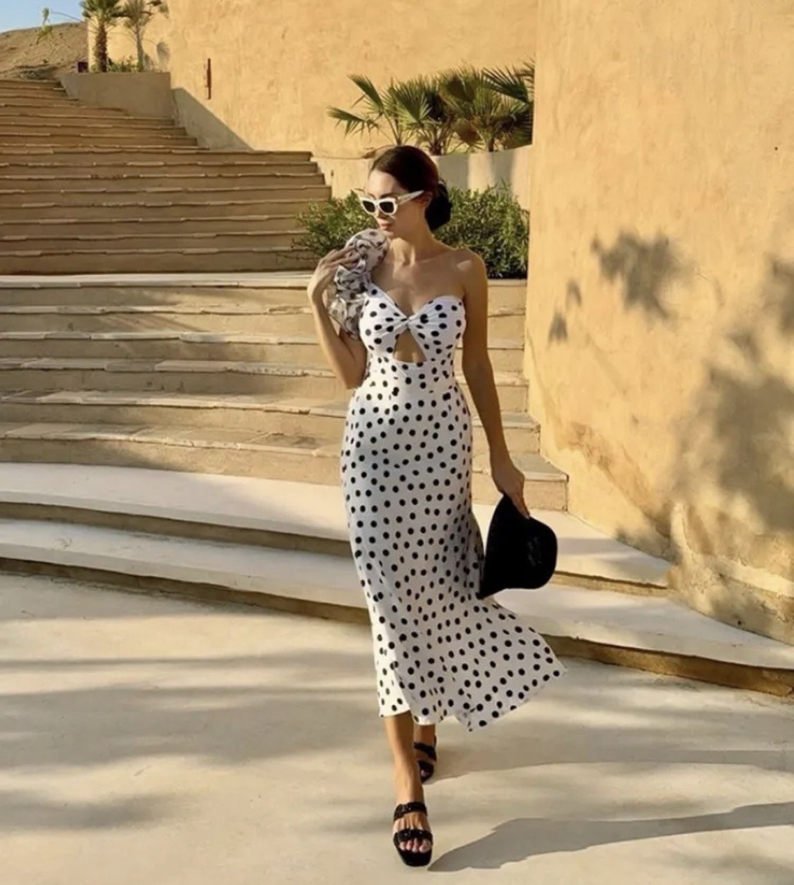 Vintage Glamour White & Black Polka Dot Swimsuit
