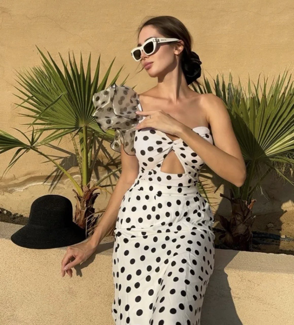 Vintage Glamour White & Black Polka Dot Swimsuit