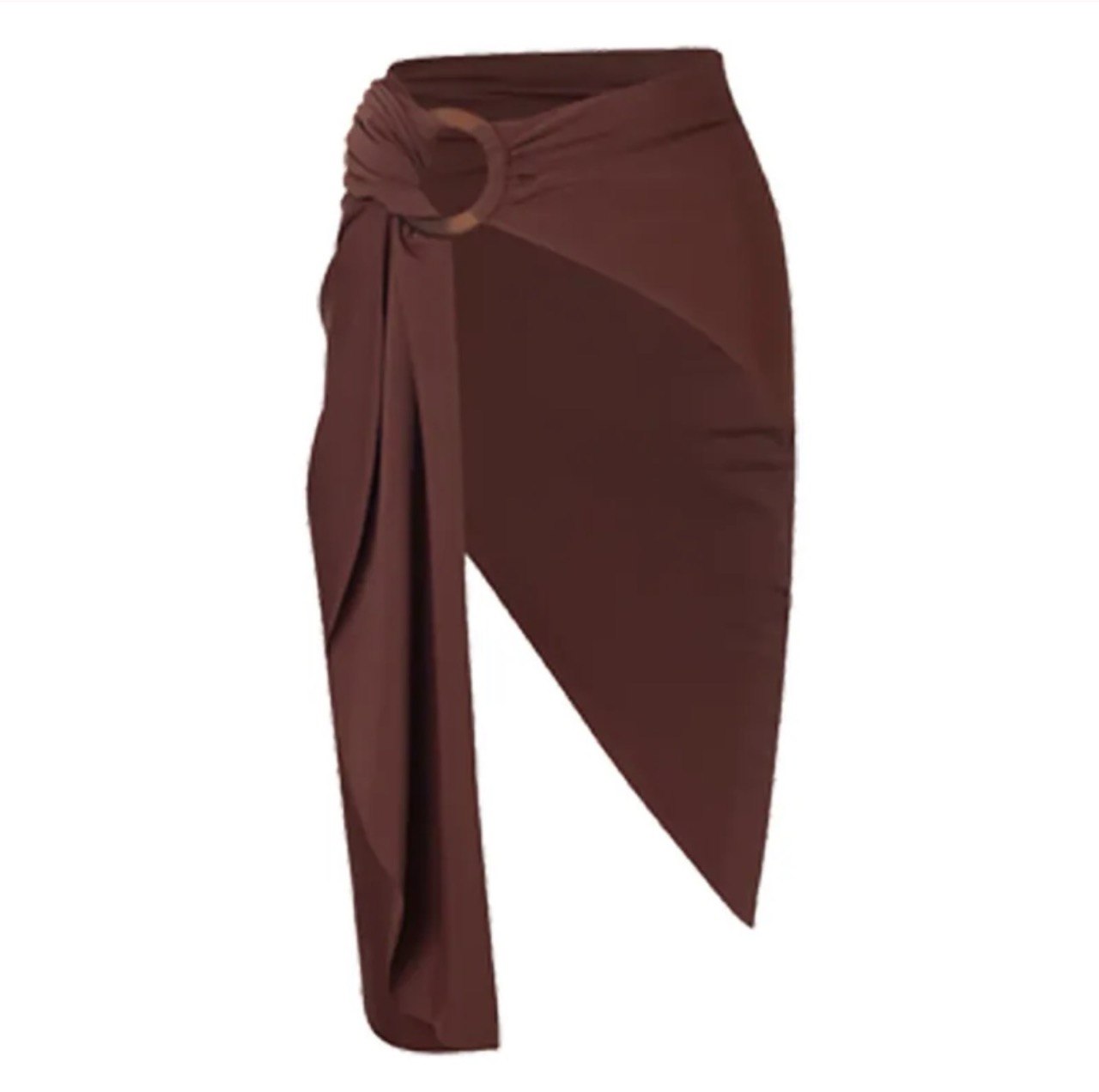 Tierra Ring Detail Swimwear - Chocolate Brown One Piece and Wrap Skirt