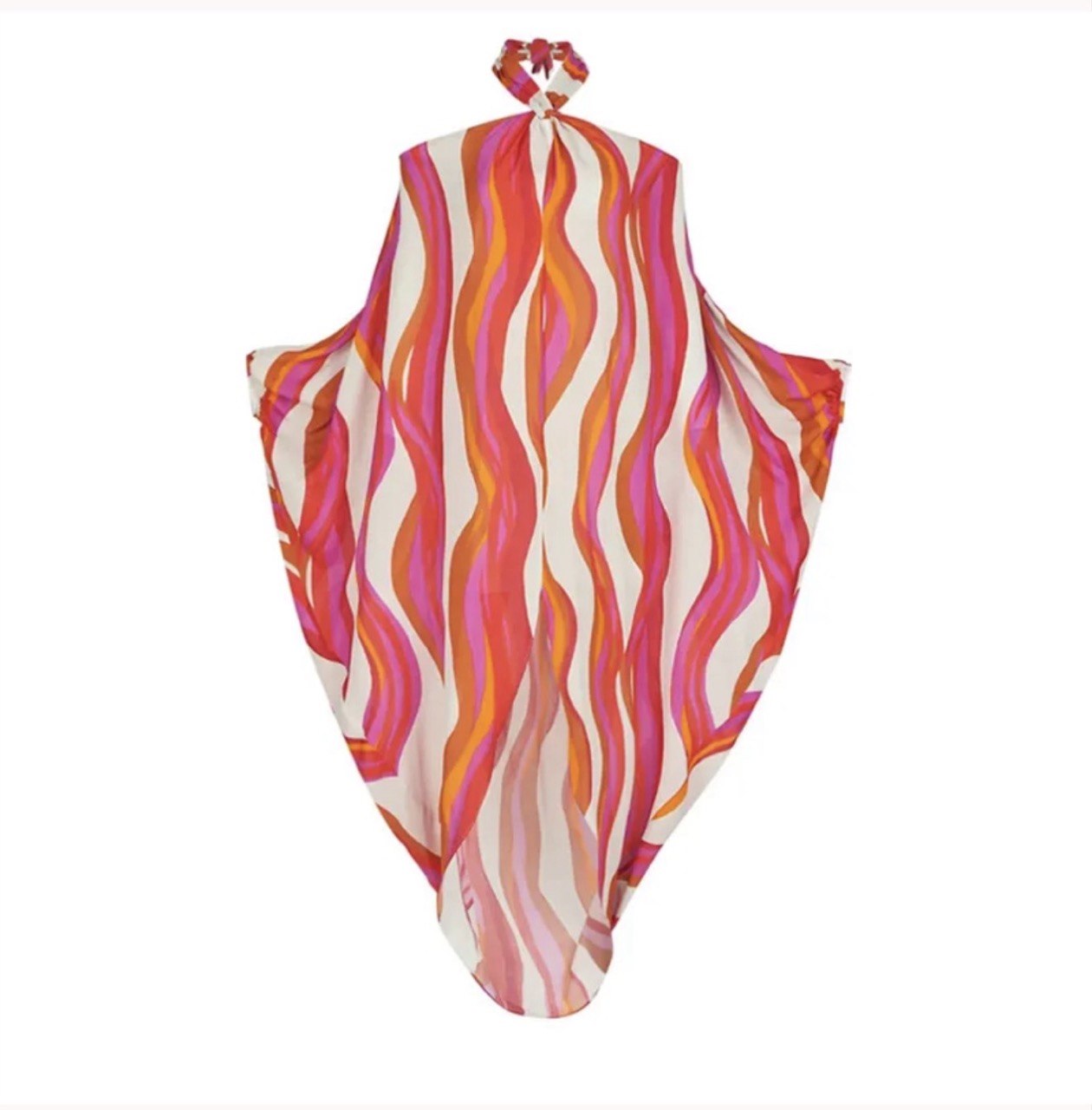 Vibrant Wave' Color Block Swimsuit - Plunge Halter & Flowy Cover Up