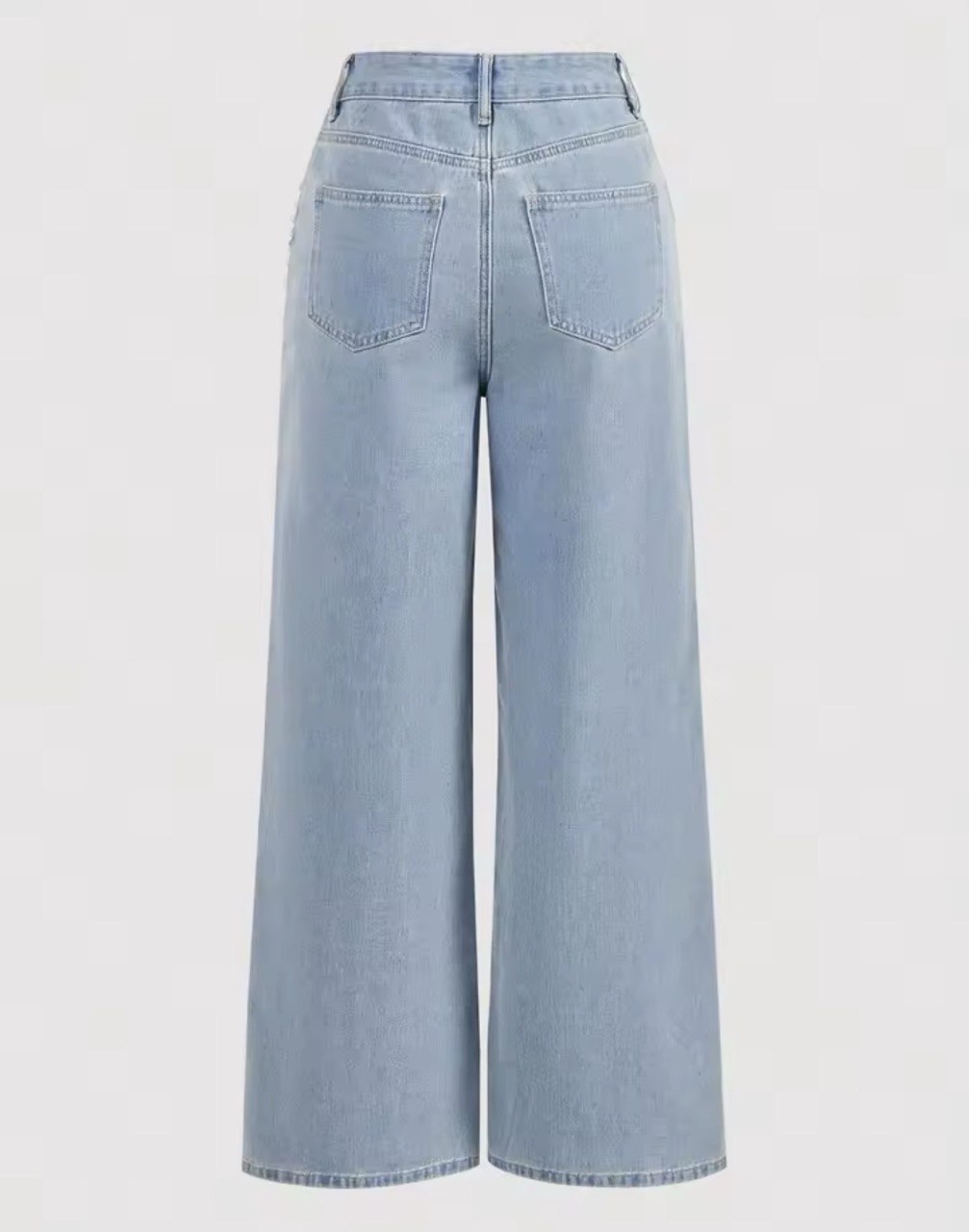 Pearl Embellished High-Waist Wide Leg Jeans