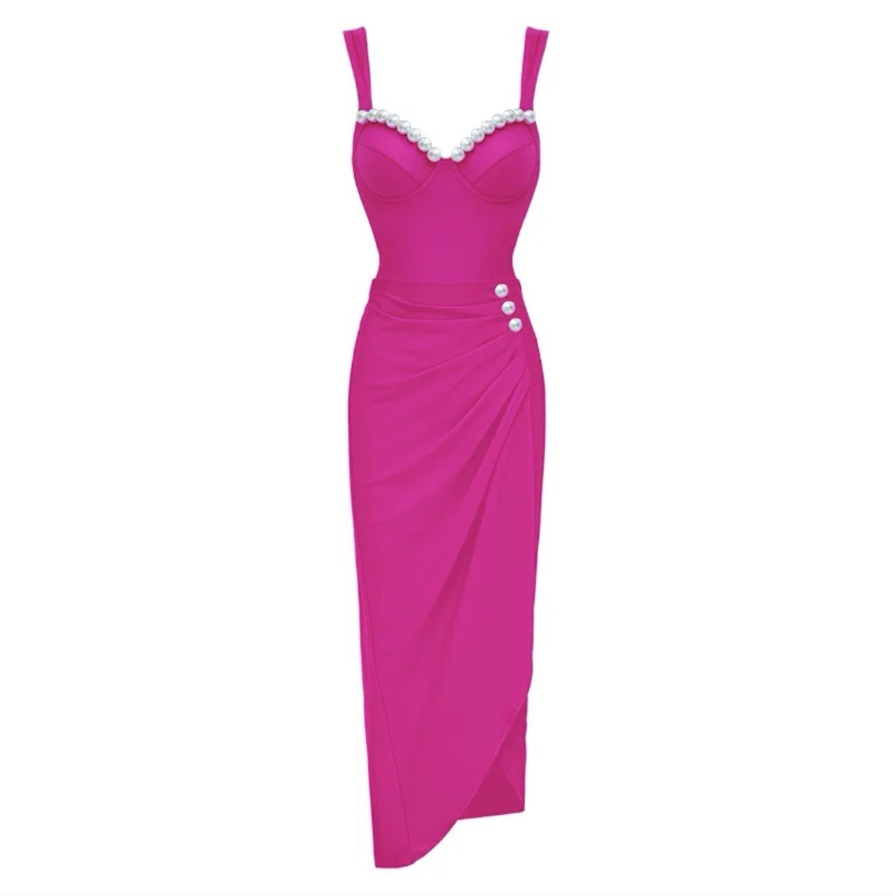 Vintage Pearl Sweetheart Swimsuit - Pink One Piece and Asymmetrical Skirt