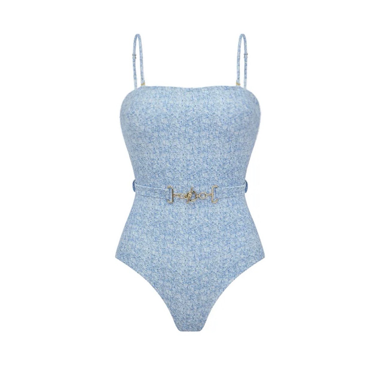 Coastal Chic Chambray-Effect Swimsuit - Convertible One Piece and Skirt