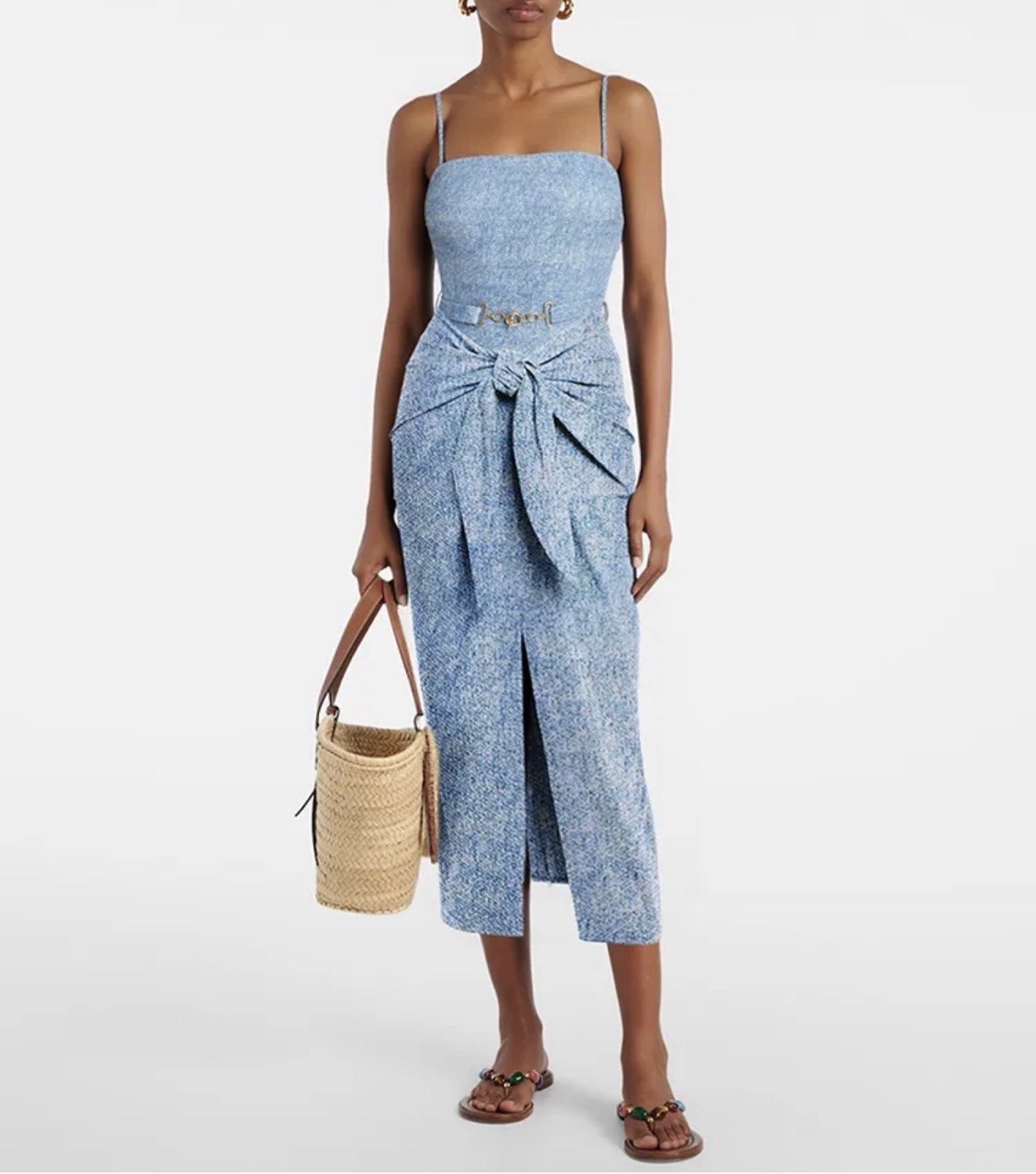 Coastal Chic Chambray-Effect Swimsuit - Convertible One Piece and Skirt