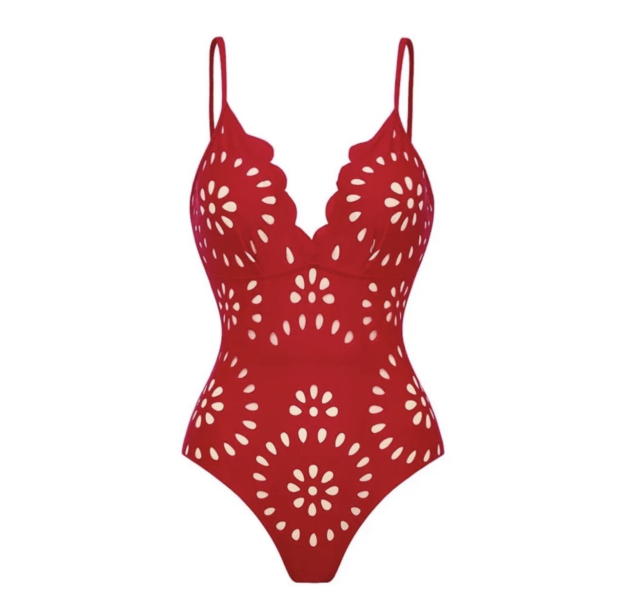 Laser Flower Hollow One Piece Swimsuit Set