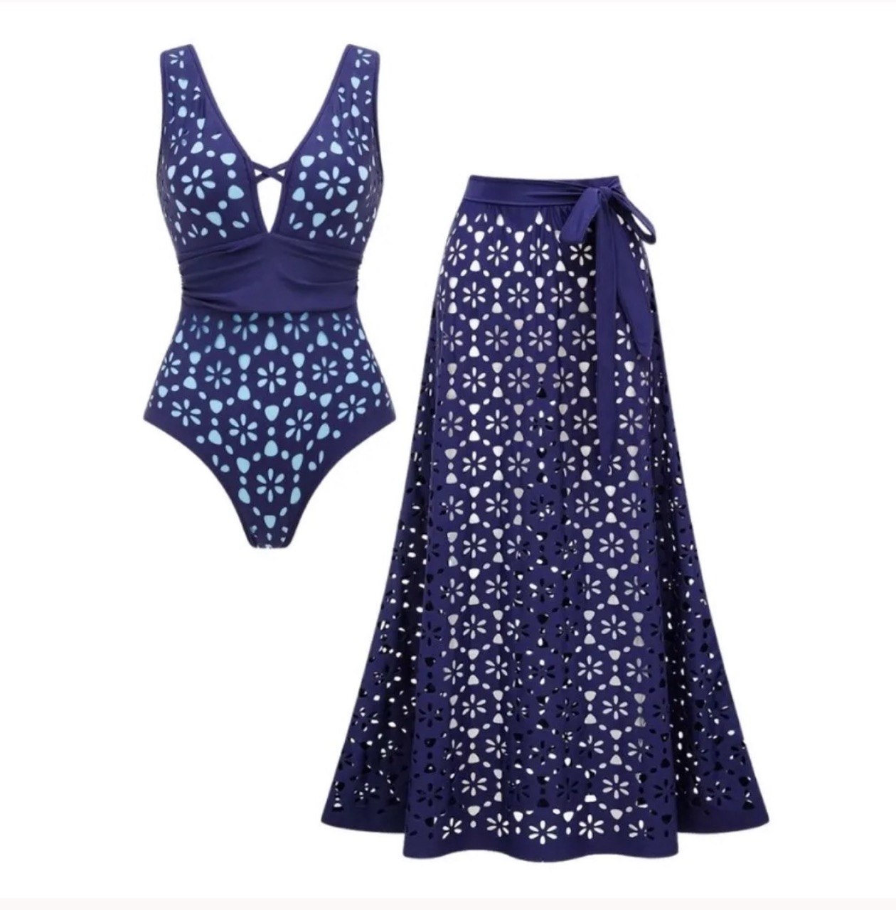 Blue Fish Swimsuit Set