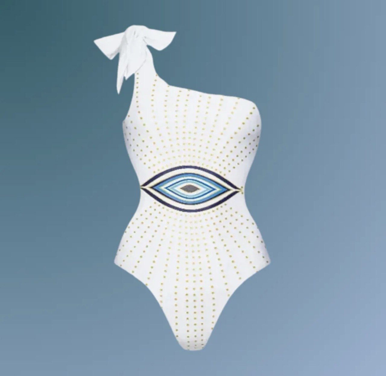 Eye Print One Shoulder One Piece Swimsuit