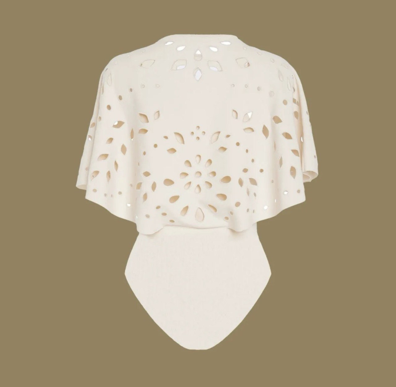 Laser Cutting White One Piece Swimsuit and Skirt Set