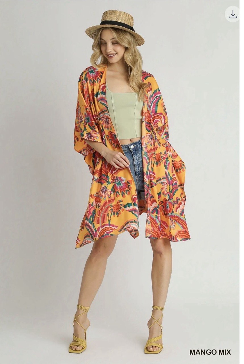 Floral Print Open Front Kimono