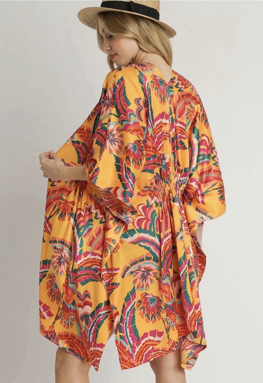 Floral Print Open Front Kimono