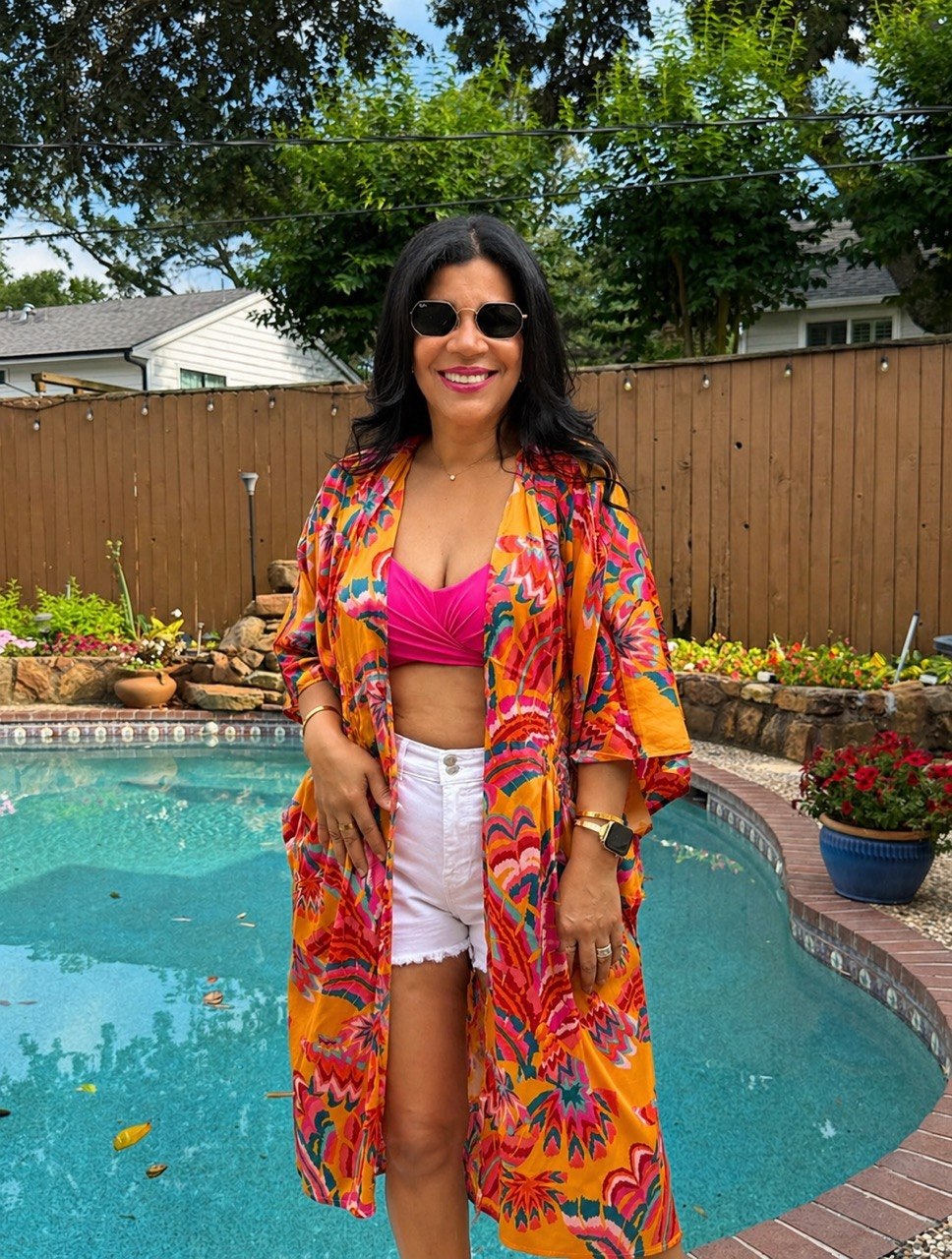 Floral Print Open Front Kimono