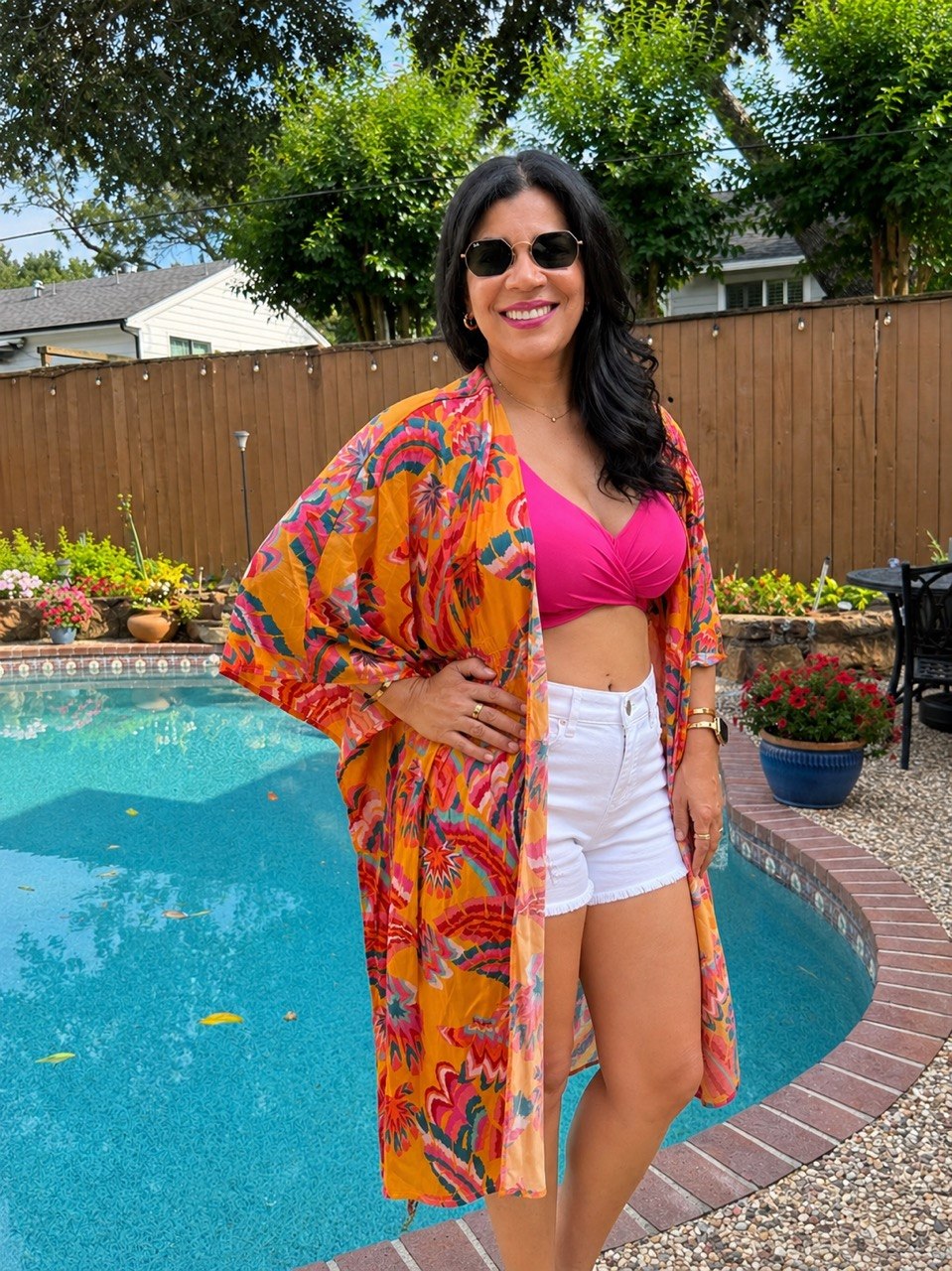 Floral Print Open Front Kimono