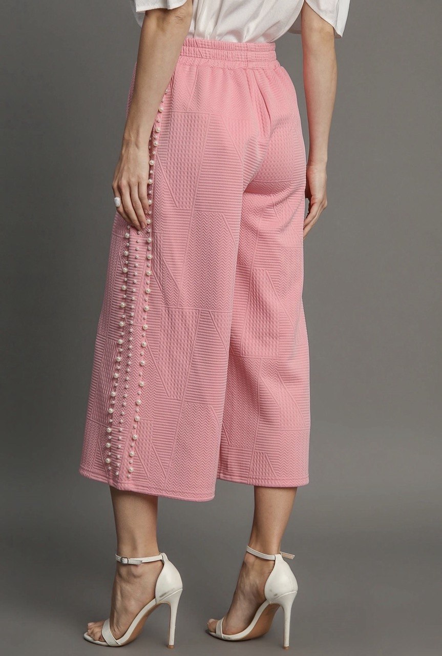 Eve Jacquard Pants with Pearl Details & Side Seam